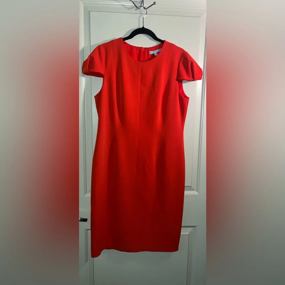 ANTONIO MELANI Red Cap-Sleeve Midi Sheath Dress - Picture 2 of 6